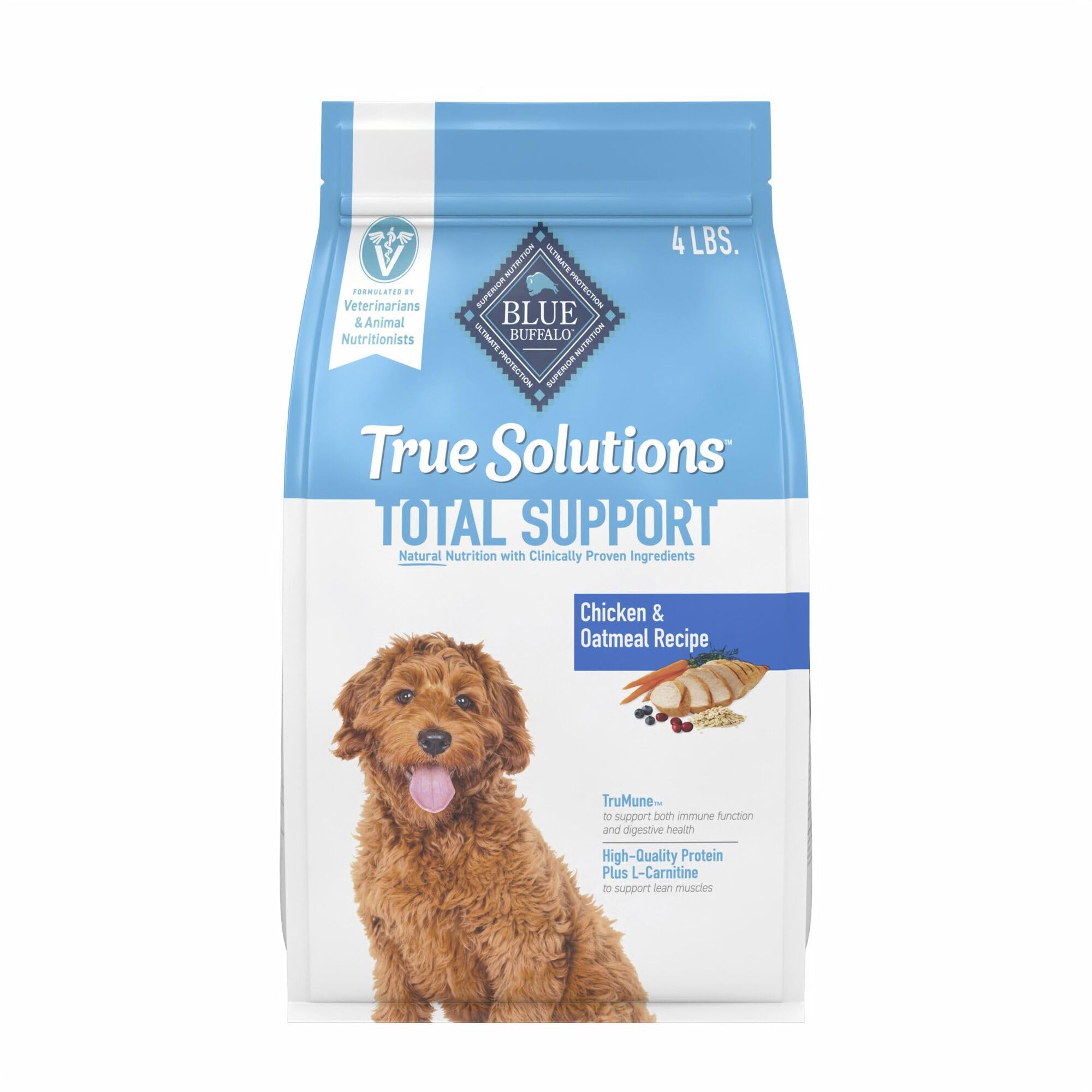 Blue Buffalo True Solutions Total Support Natural Dry Dog Food for Adult Dogs, Chicken, 4-lb. Bag