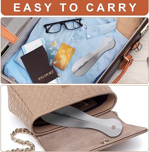 Miniatura 3 de BOOMIBOO Paquete de 2 cuernos de metal para zapatos, duraderos de 7.5 pulgadas con mango ergonómico, cuernos de zapatos aptos para viajes
