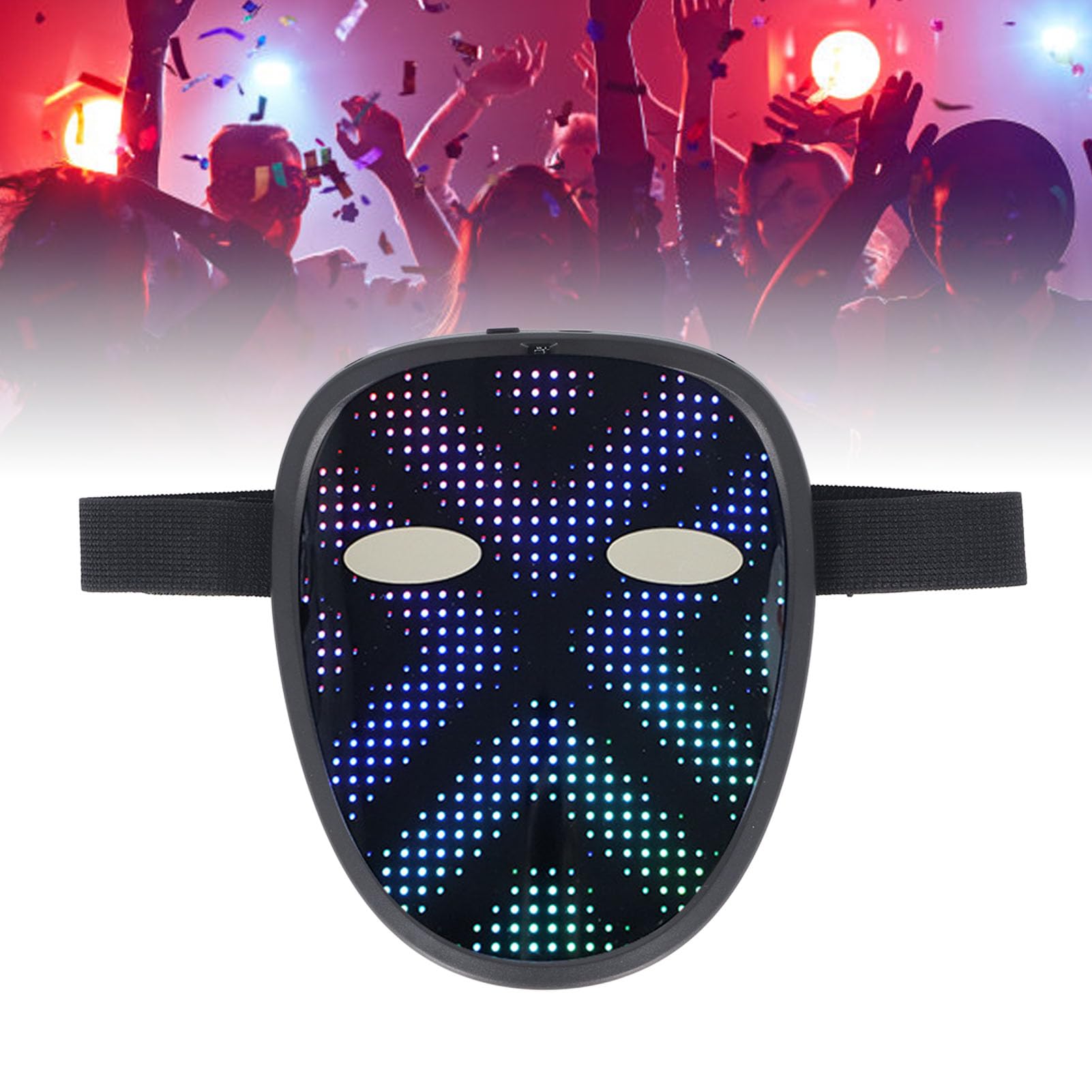 Chrees Copertura per il viso a LED con rilevamento dei gesti, ricarica USB di tipo C per festival musicali elettronici