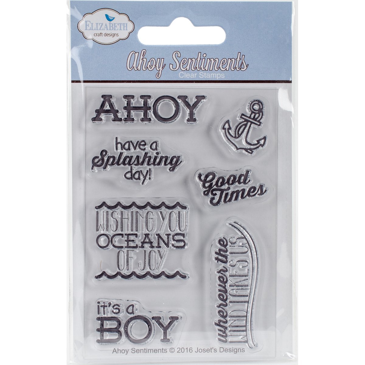 Elizabeth Craft Designs "AHOY" Sentiments Clear Stamp Set
