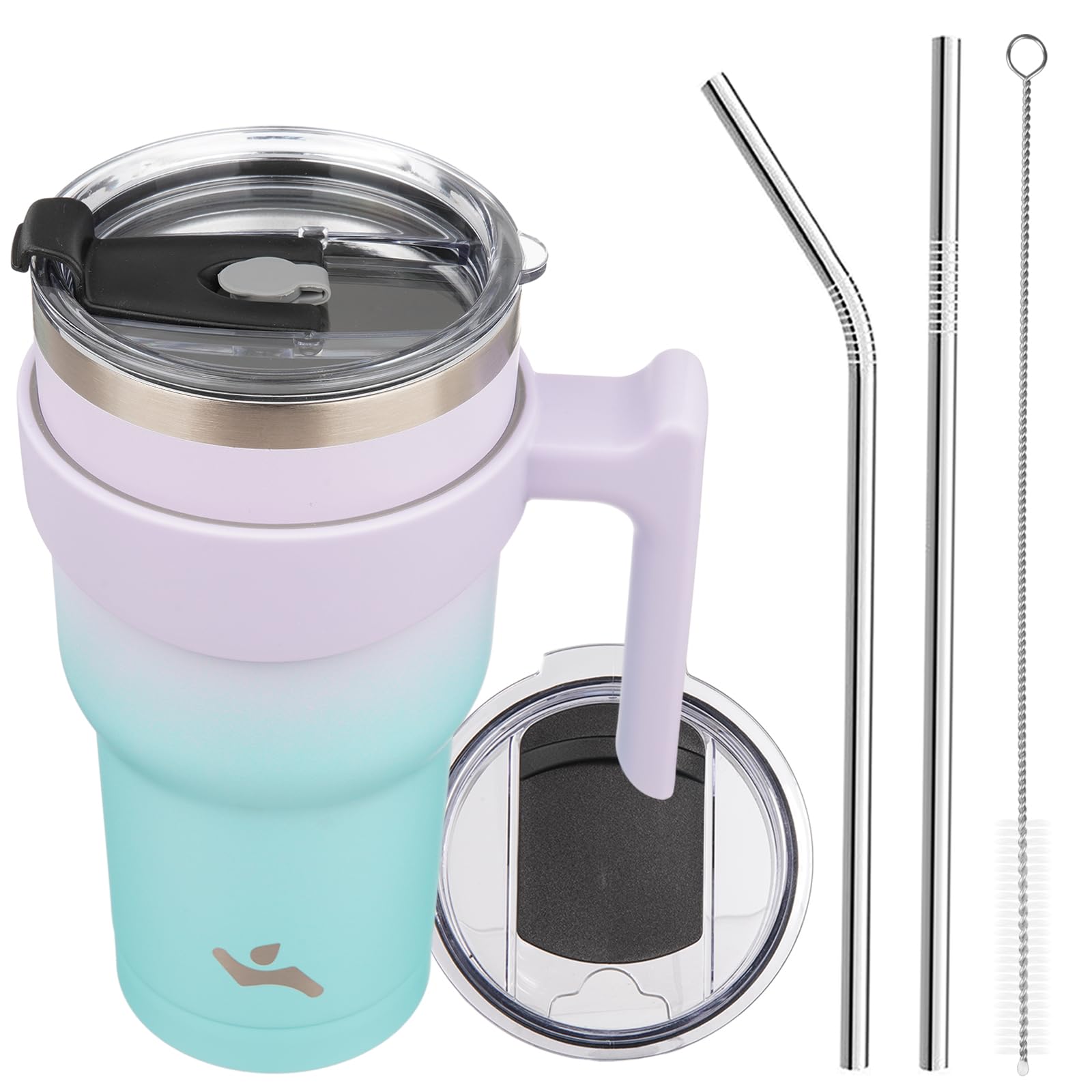 Konokyo 30 oz Tumbler with Handle and Straw, Insulated Travel Mug