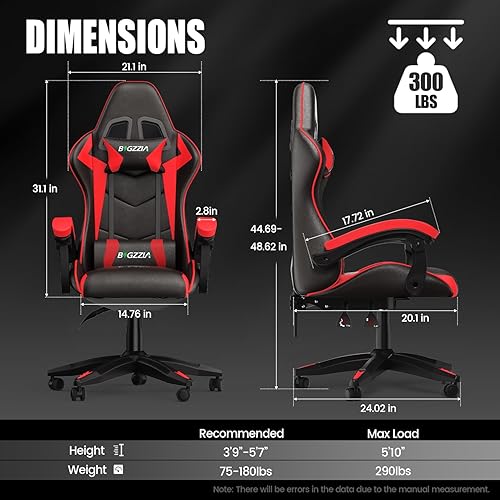 Miniatura 2 de Bigzzia Silla para videojuegos, silla de juegos de computadora con soporte lumbar, cómodas sillas de videojuegos para adultos y niños, silla de