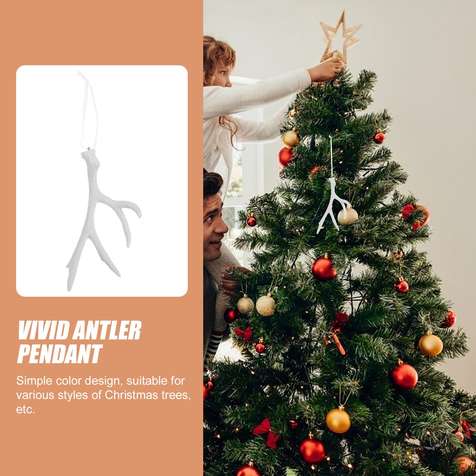 Toyvian 5 Piezas Colgante Navideño de Asta de Resina para Árbol de Navidad
