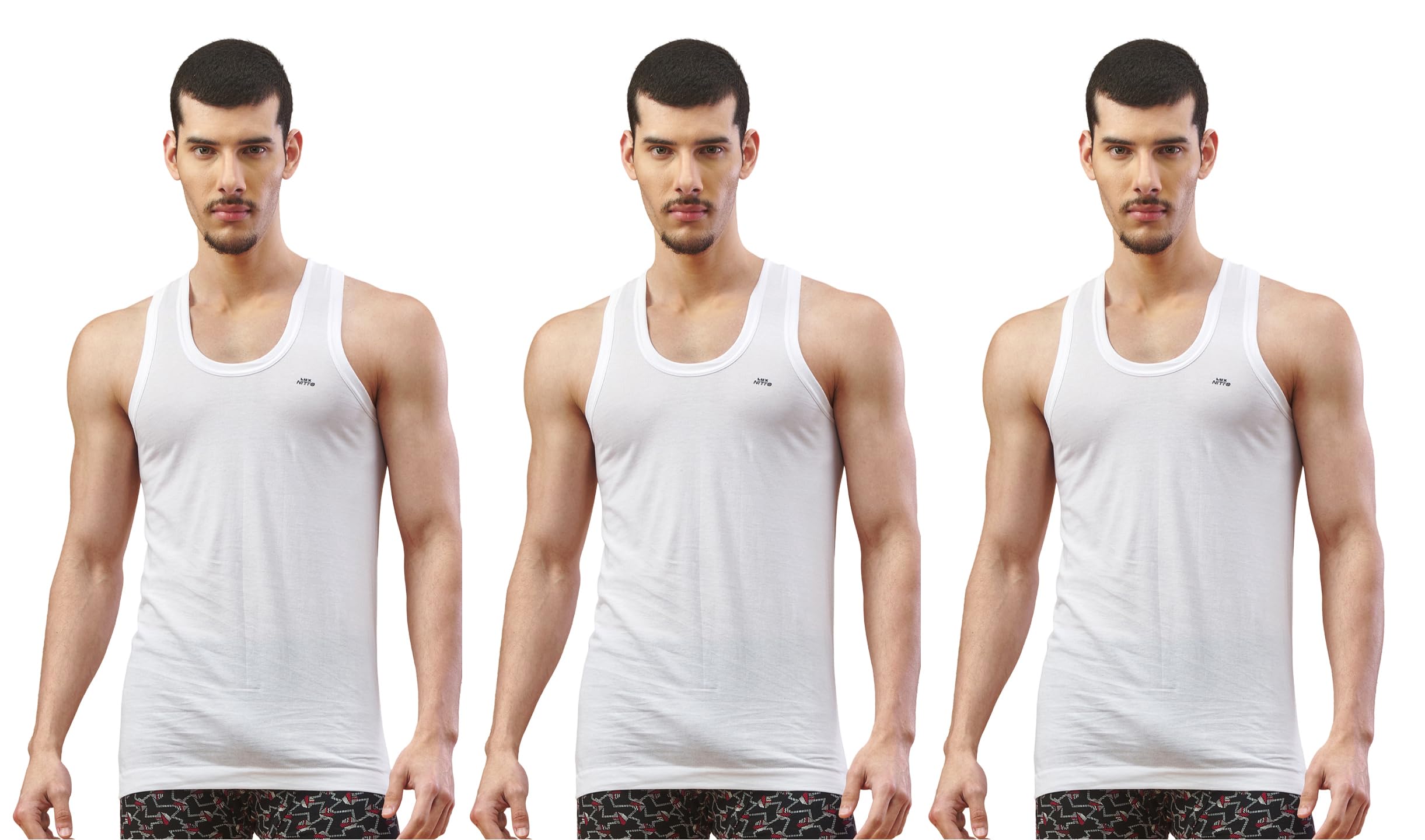 lux nitro Round Neck Sleeveless Vest for Men | 100% Combed Cotton Undershirt | White Vest for Superior Comfort & Sweat Absorption Pack of 3-picture-49