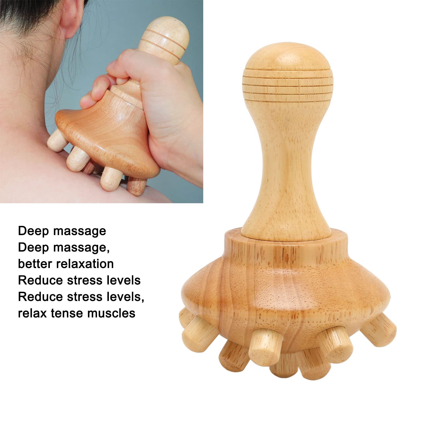 Masajeador de Madera para Drenaje Linfático, Herramienta Anticelulítica para Terapia Corporal, Reducción de Estrés, Diseño de Pulpo