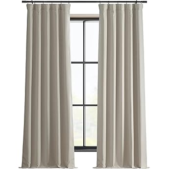 HPD Half Price Drapes Signature Velvet Thermal Blackout Curtains for Living Room 96 Inch Long (1 Panel) Rod Pocket Insulated Blackout Curtains for Bedroom Window Curtains, 50W x 96L, Alabaster Beige