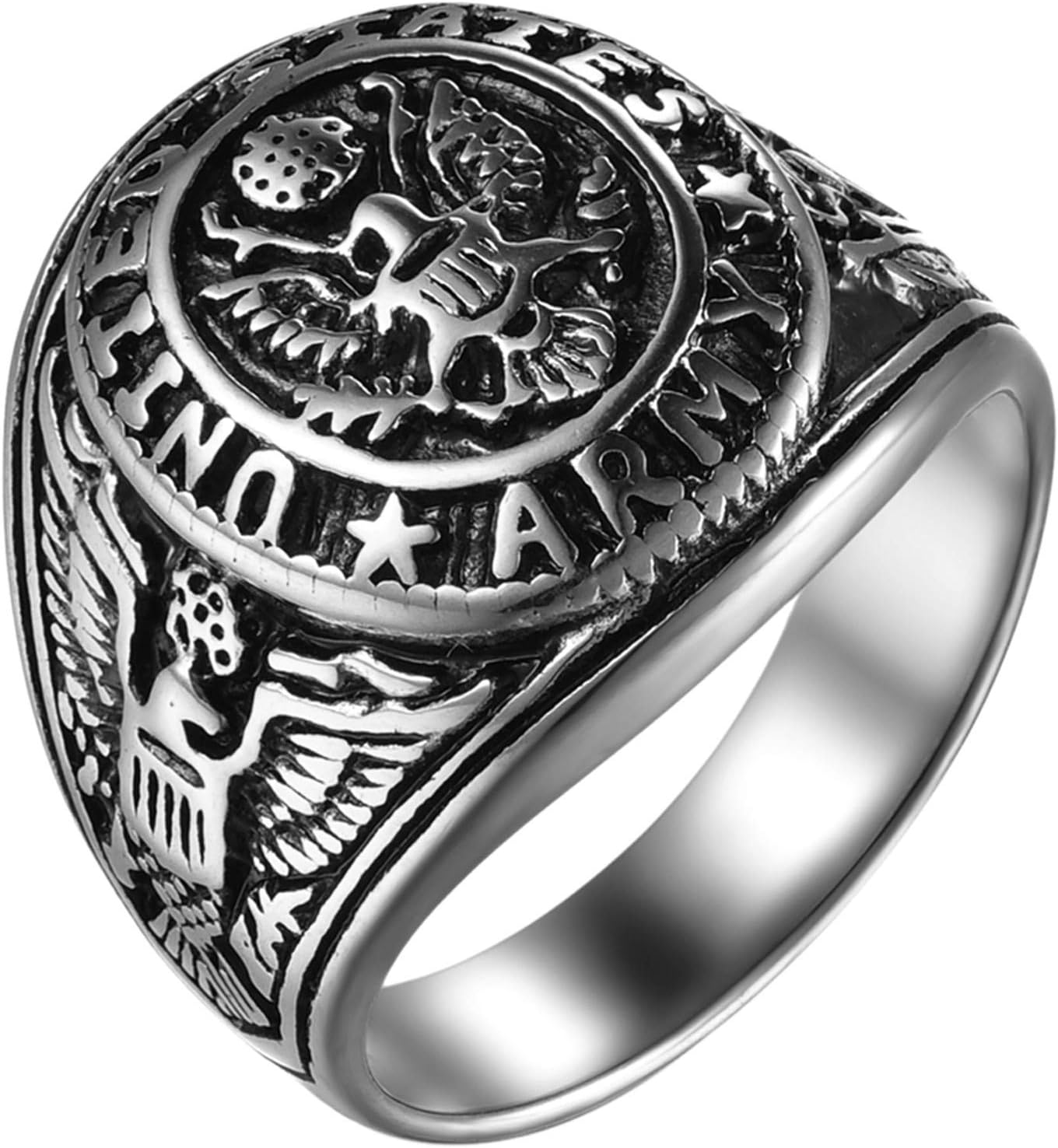 Men's Signet Ring Men's Ring Thumb Ring Stainless Steel Band Ring Gold Silver Russian State Flag State Crest Motorcyclist Biker Men's Accessories