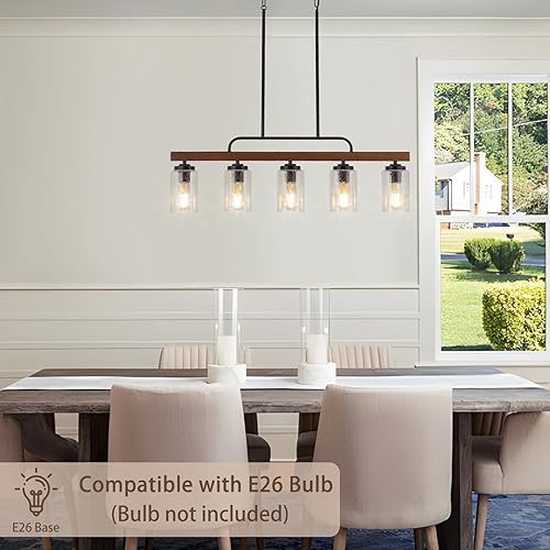 Miniatura 15 de Lámpara de comedor de granja, iluminación de isla de cocina de madera de 4 luces, candelabros industriales para comedor sobre mesa, lámpara colgante
