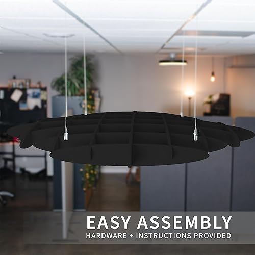 Miniatura 8 de VIVO Panel acústico de gofres de techo, absorbente de sonido colgante hexagonal, lámpara moderna de reducción de ruido, negro, PP-CW01B