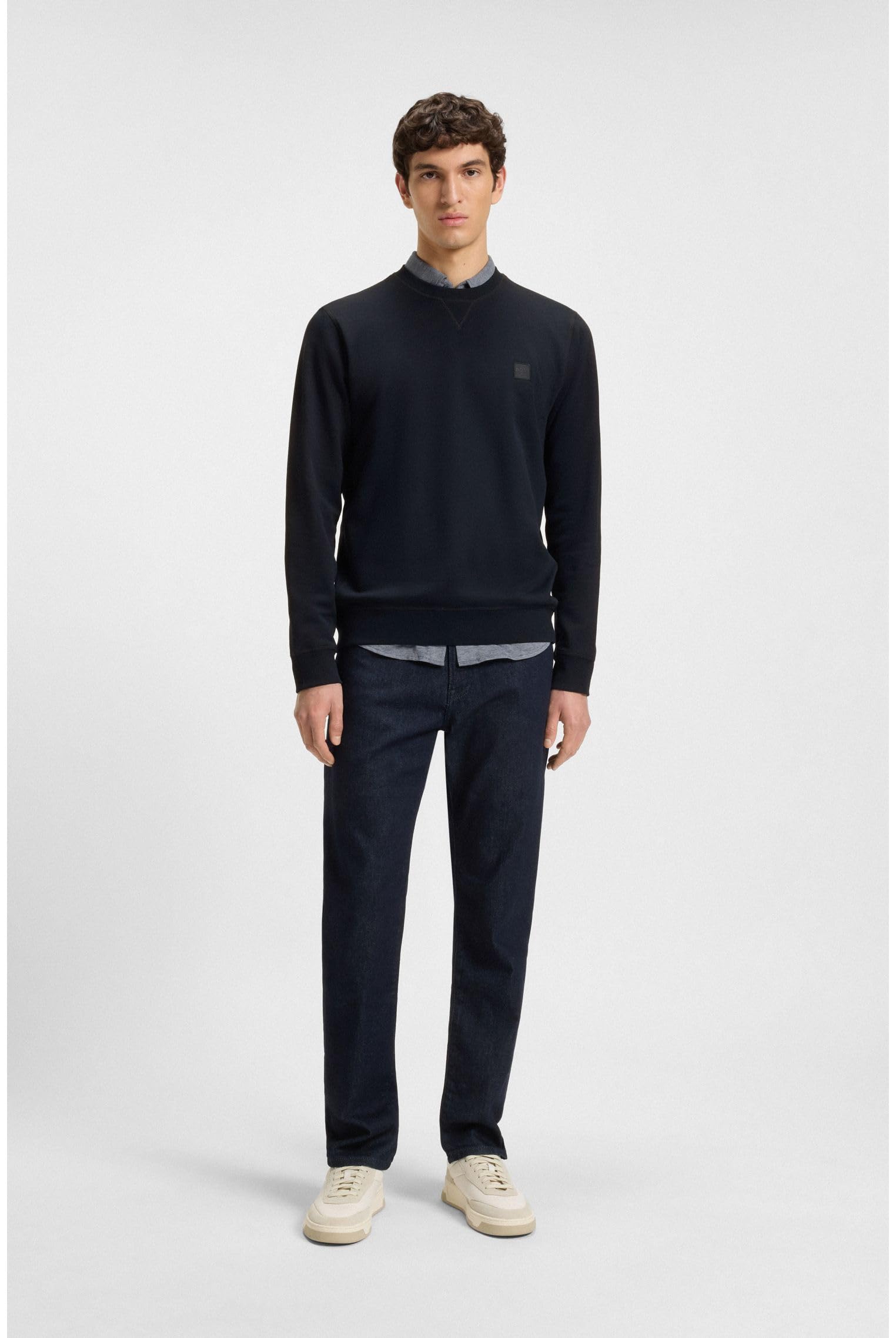 BOSS Herren Westart Regular-Fit Sweatshirt aus Baumwoll-Terry mit Logo-Aufnäher