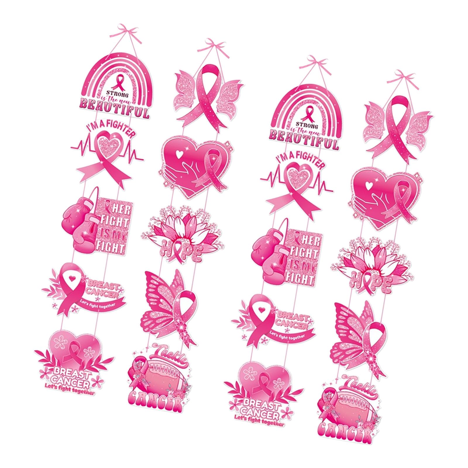 Tsophreniq 1Pair / 2Pairs / 3Pairs / 5Pairs Themed Door Decorations for Breast Cancers Awareness Month with Attached Ribbons Ribbon Door Hangers