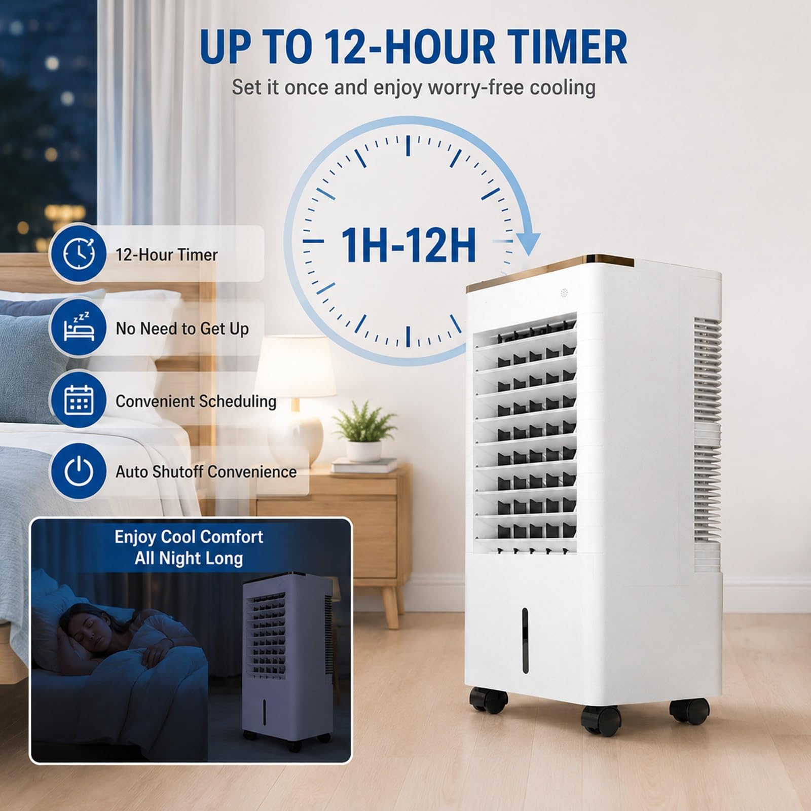 Climatizador Evaporativo con Depósito de Agua y Control Remoto para Dormitorio y Oficina