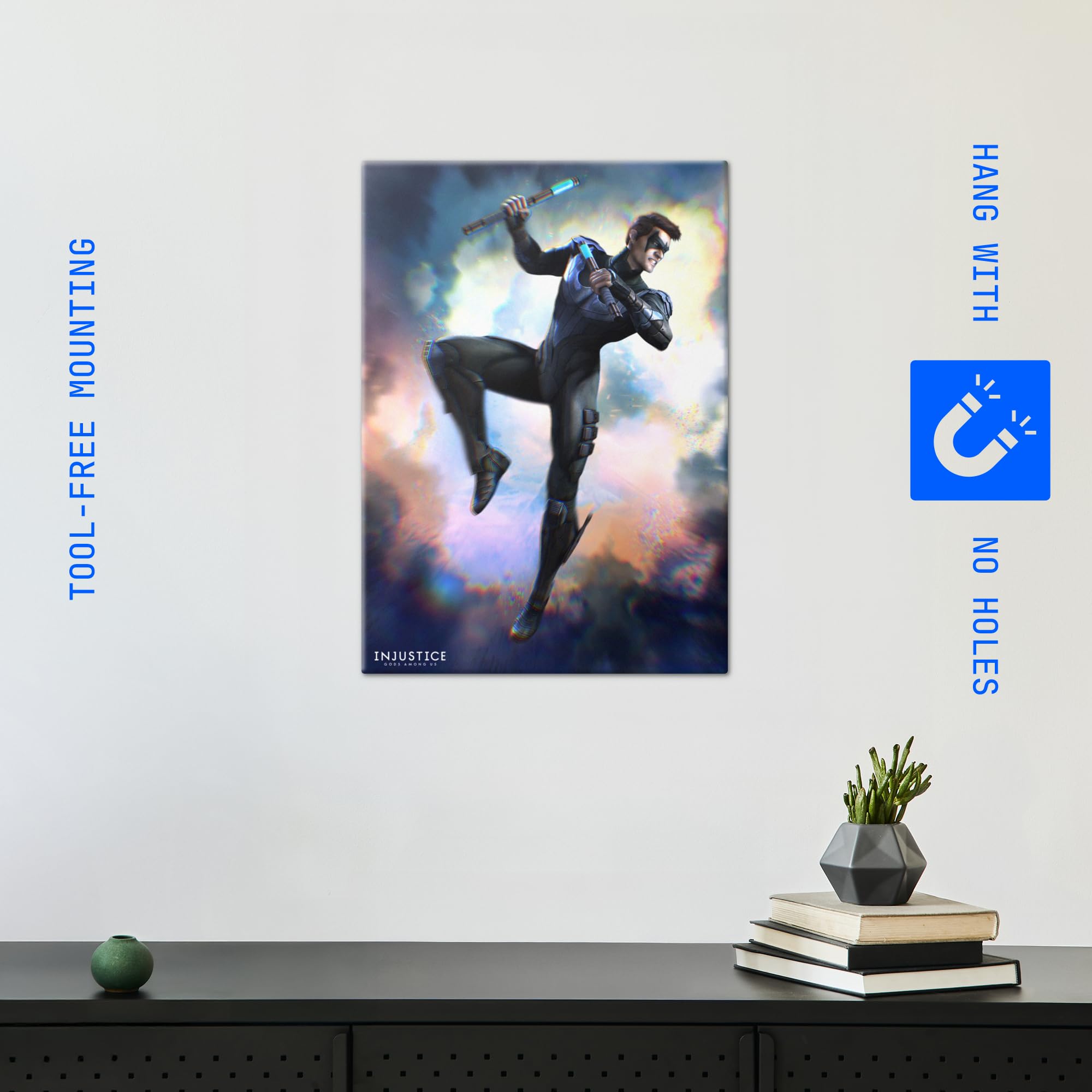 Displate Metall poster DC Comics Nightwing Größe M | Bilder Wanddeko Wohnzimmer & Schlafzimmer Wandbilder, Geschenk. Wandkunst mit Magnet-Befestigung, ohne Bohren.