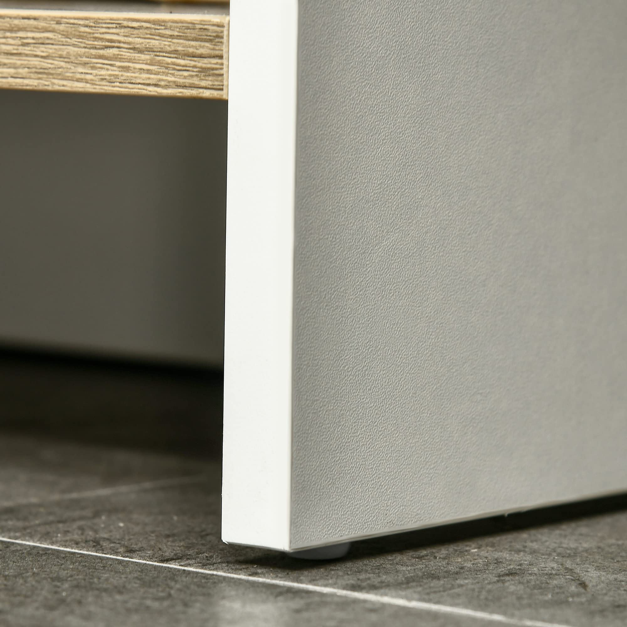 kleankin Mobile Bagno Sottolavabo 77 x 45 x 60cm Bianco e Color Legno | con Armadietto, 2 Mensole, in Legno Truciolare