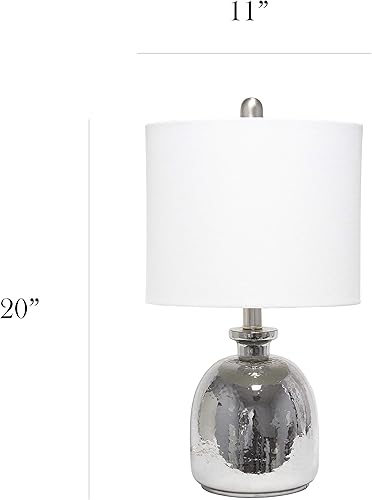 Miniatura 3 de Elegant Designs LT3316-WHT Lámpara de mesa de cristal plateado con pantalla blanca (paquete de 1)