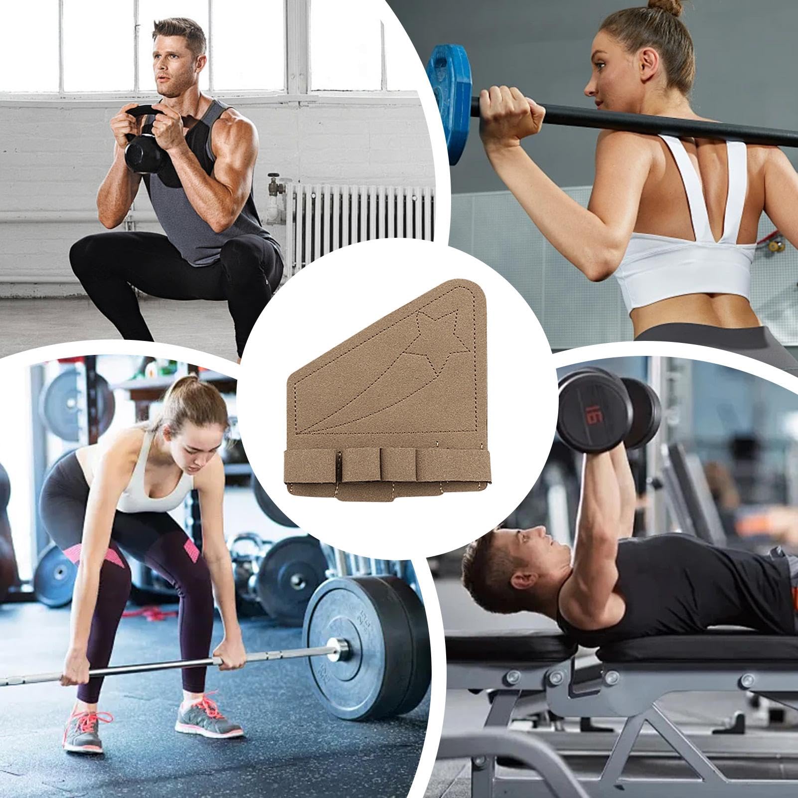 1 Paio Di Impugnature Imbottite Per Trazioni, Sollevamento Pesi E Fitness, Antiscivolo, Quattro Dita, Nere, In Gomma Sintetica