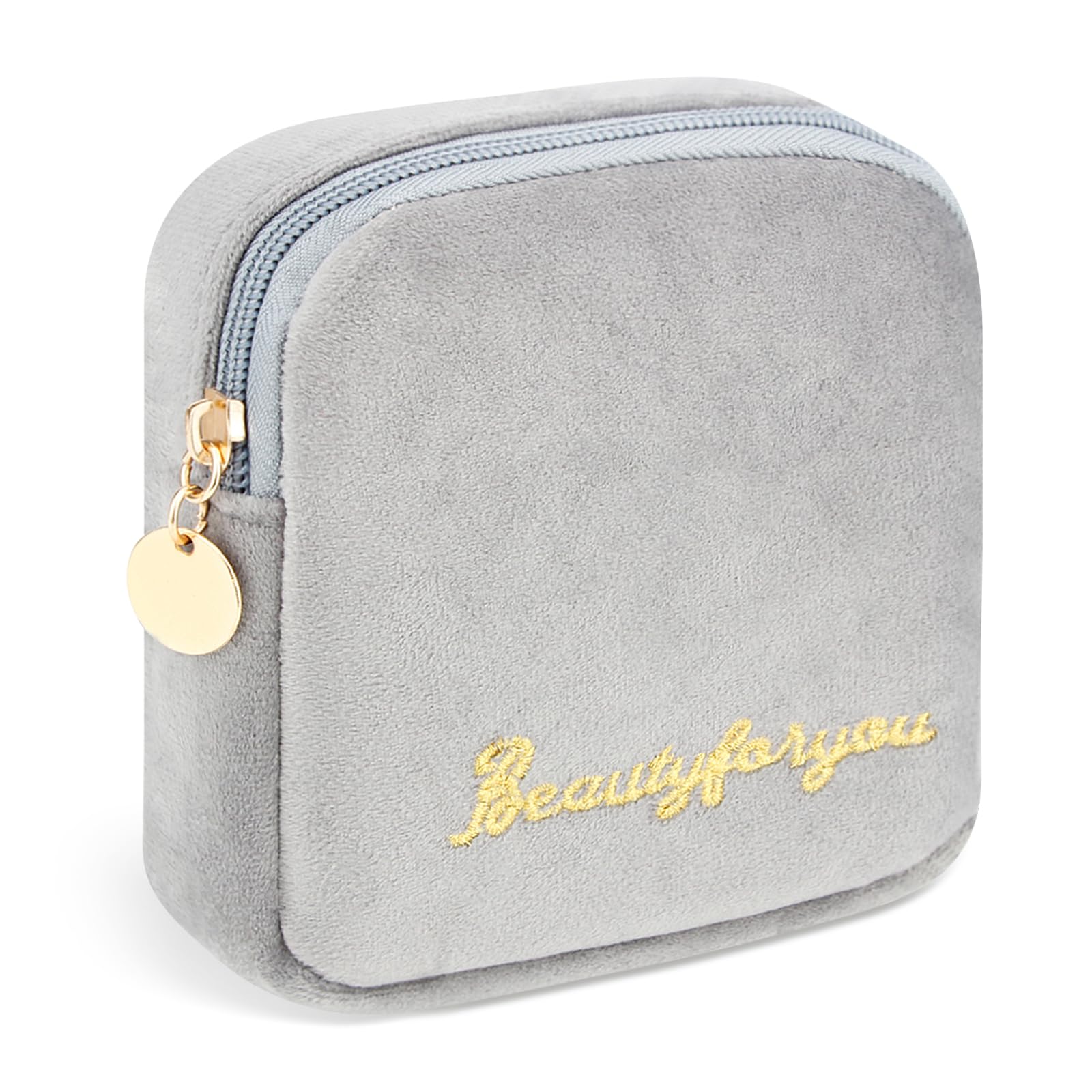 Flannel Sanitary Napkin Storage Bags for Women Portable Period Kit Menstrual Cup Pouches Feminine Pad Holder Tampons Collect Bags with Zipper Grey
