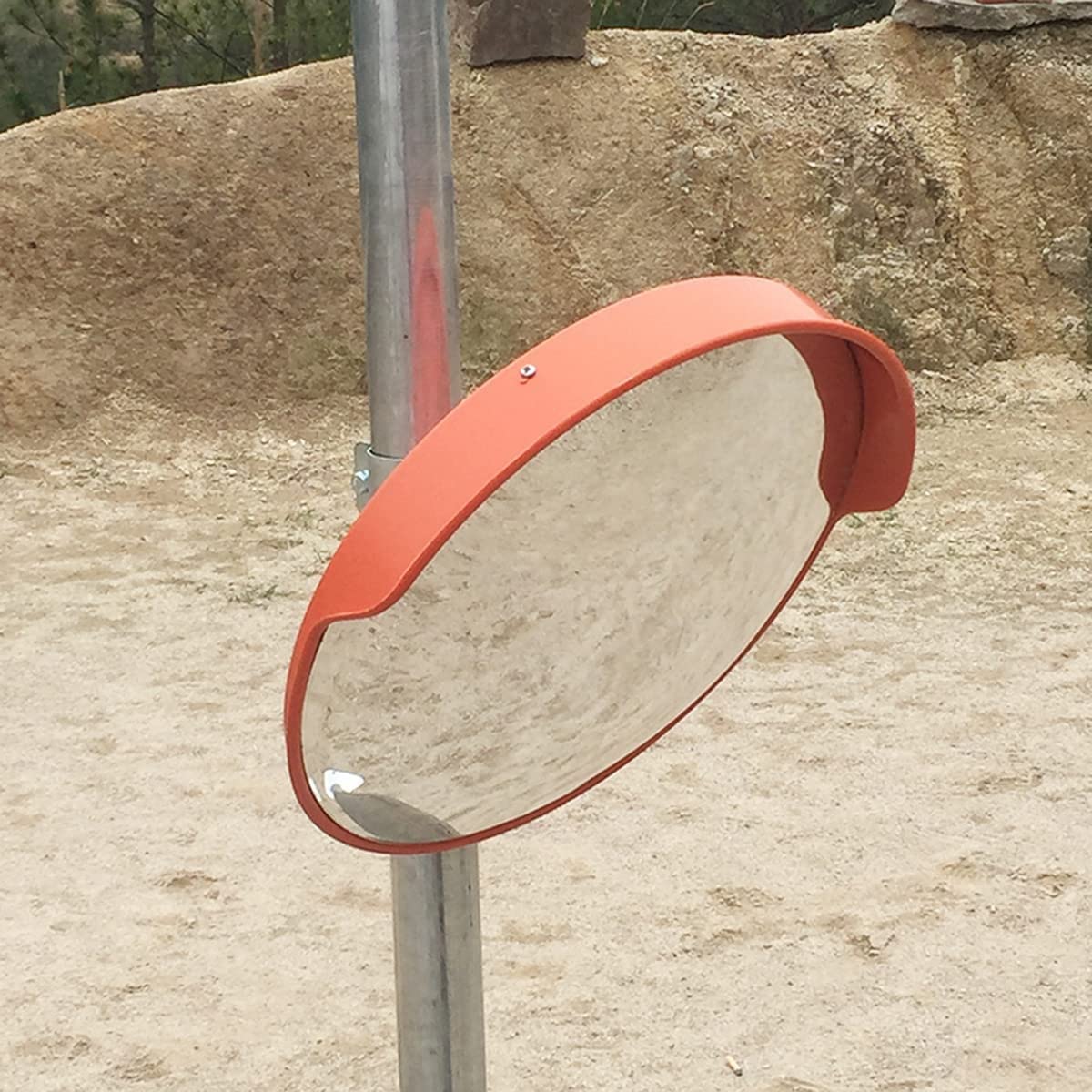 Miroir de sécurité Convexe, lentille Grand Angle extérieure, Polycarbonate Orange pour la Surveillance de sécurité des Angles Morts, résistant aux intempéries, Non déformé, Une Couleur