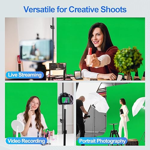 Miniatura 7 de EMART Kit de fondo de pantalla verde de 8.5 x 10 pies, paraguas de fotografía con bombillas de 5500 K, fondo verde de 6 x 9 pies con abrazaderas de