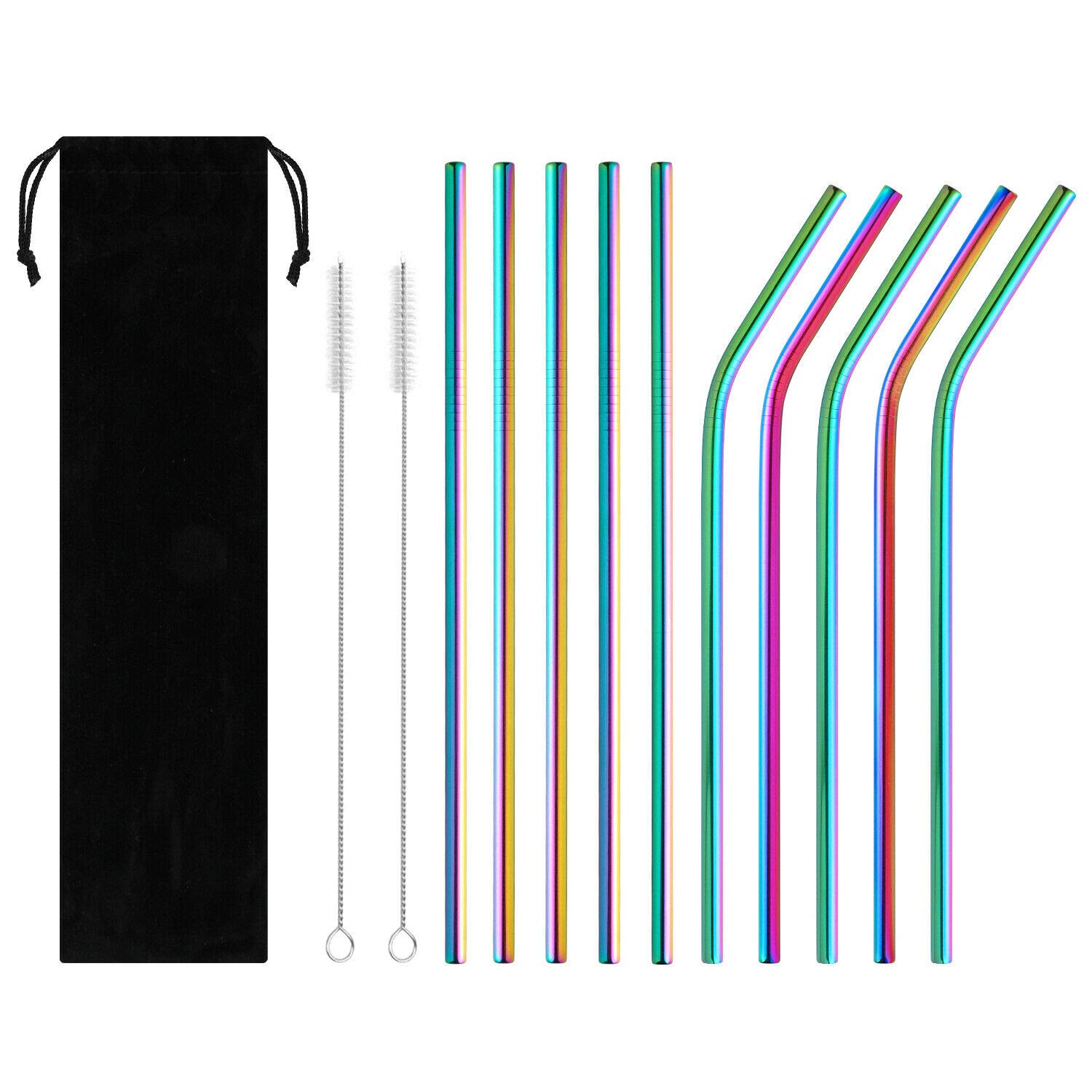 Reusable Metal Straw 10 PCS Portable Stainless Steel Drinking Straws 2 Cleaning Brush and Travel Case Included (B092DB9BSJ) Amazon Price History, Amazon Price Tracker