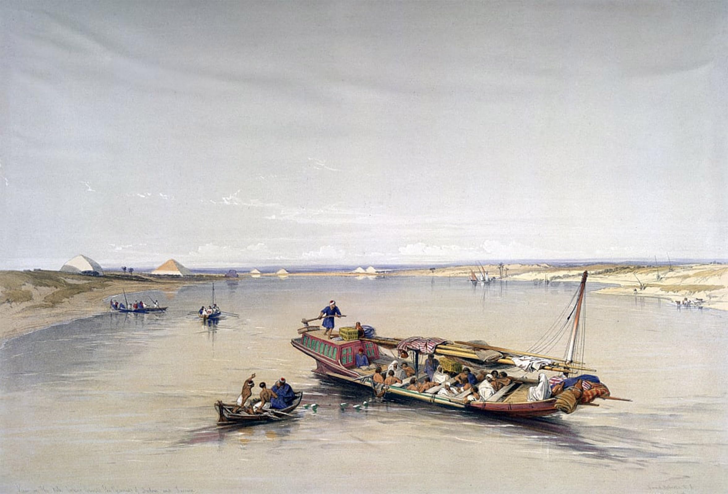 ARTXLXXBN Famous Print Painting Colorful Art Print the Nile Looking Towards the Pyramids of Dahshur and Saqqarah by David Roberts Canvas Art Decorations for Home Decor 60x90cm