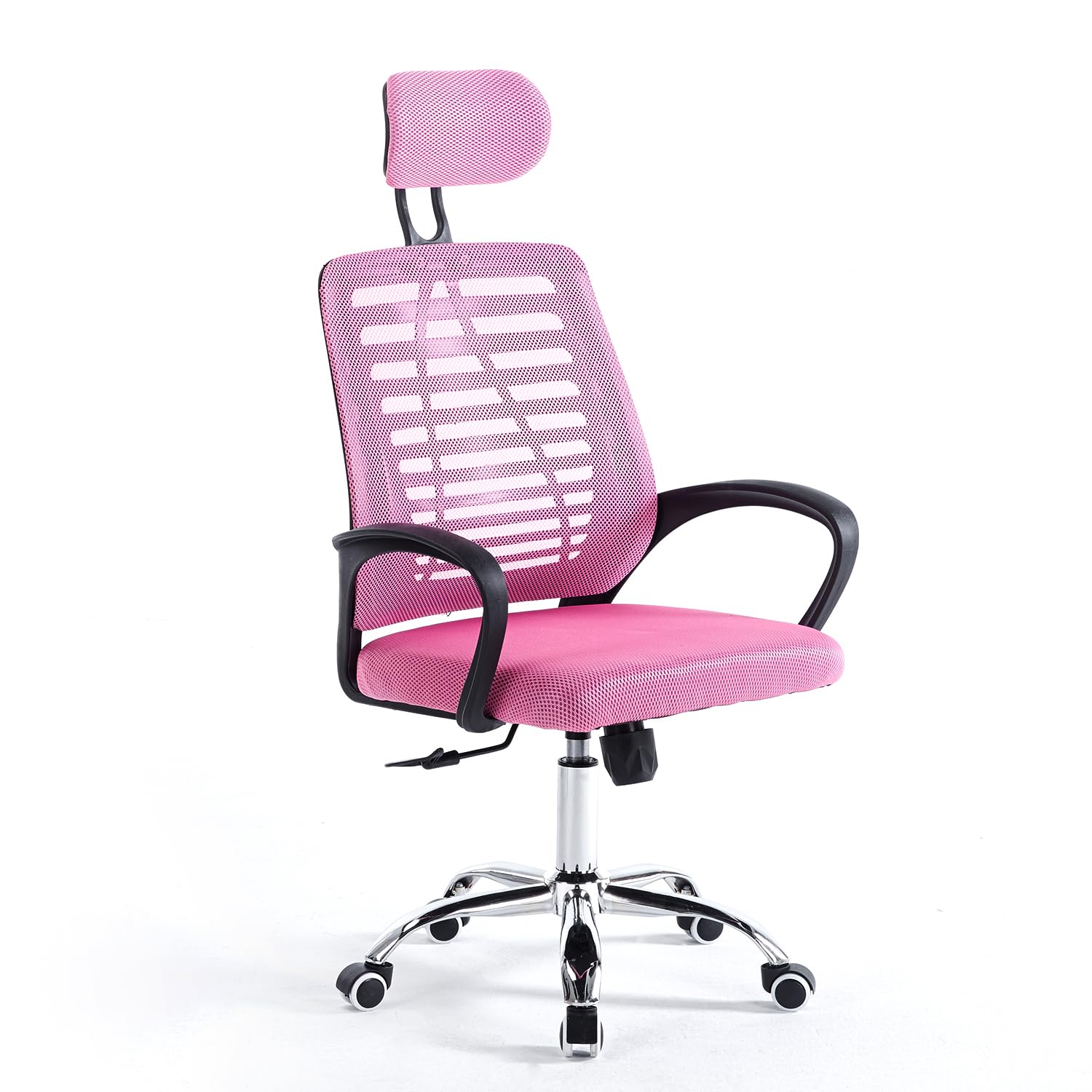 RMF Sedia Ufficio Ergonomica Professionale Reclinabile, Sedia Scrivania in Rete con PoggiaTesta Seduta Comoda e Rilassante - Poltrona Relax Ufficio con Ruote Girevoli Altezza Regolabile Rosa