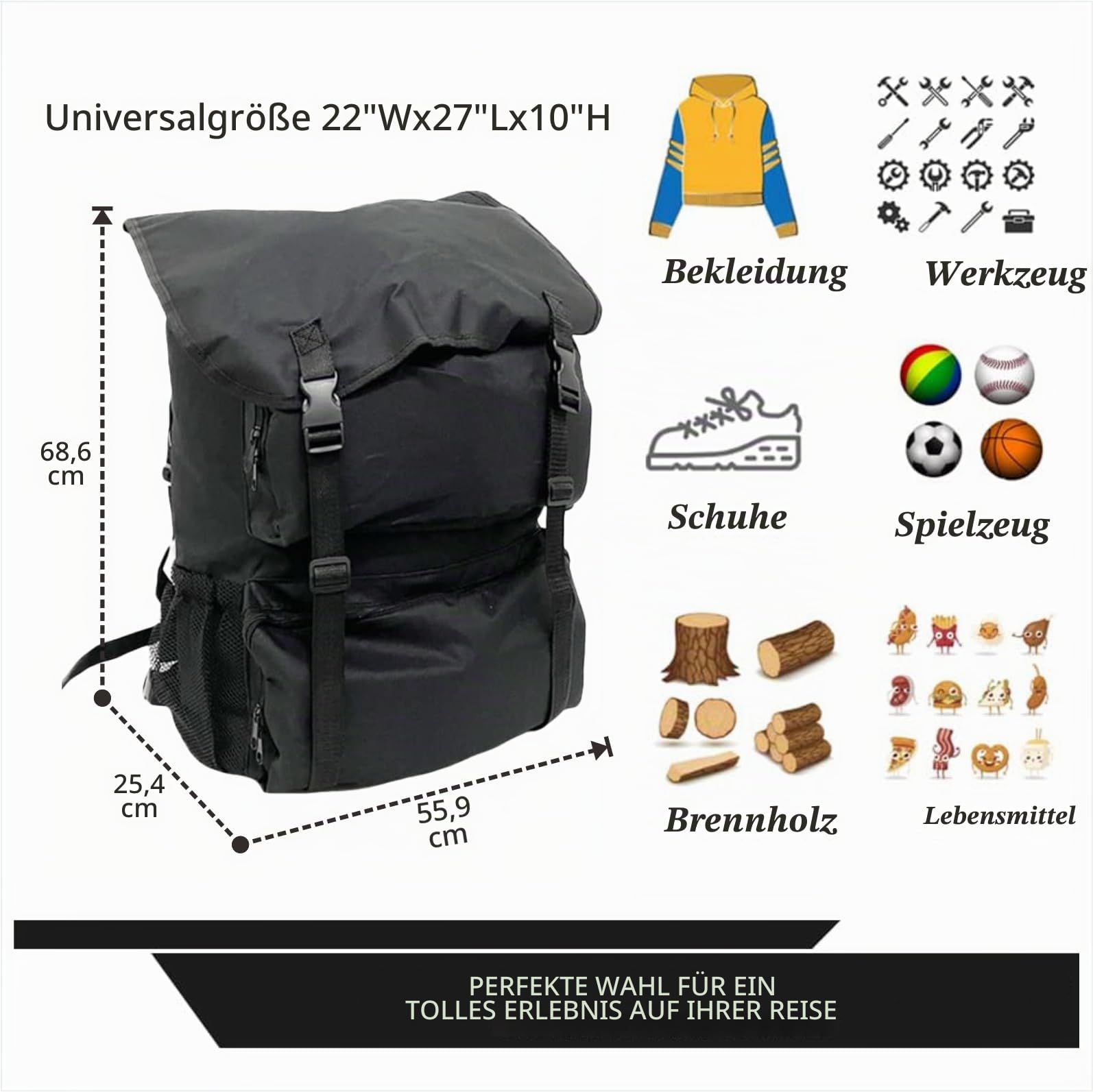 Offroad-Reserverad-Organizer-Tasche – 15 Gallonen großer Mülleimer für SUV, Pickup, Wohnmobil, Overland, passend für 30- bis 33-Zoll-Reifen