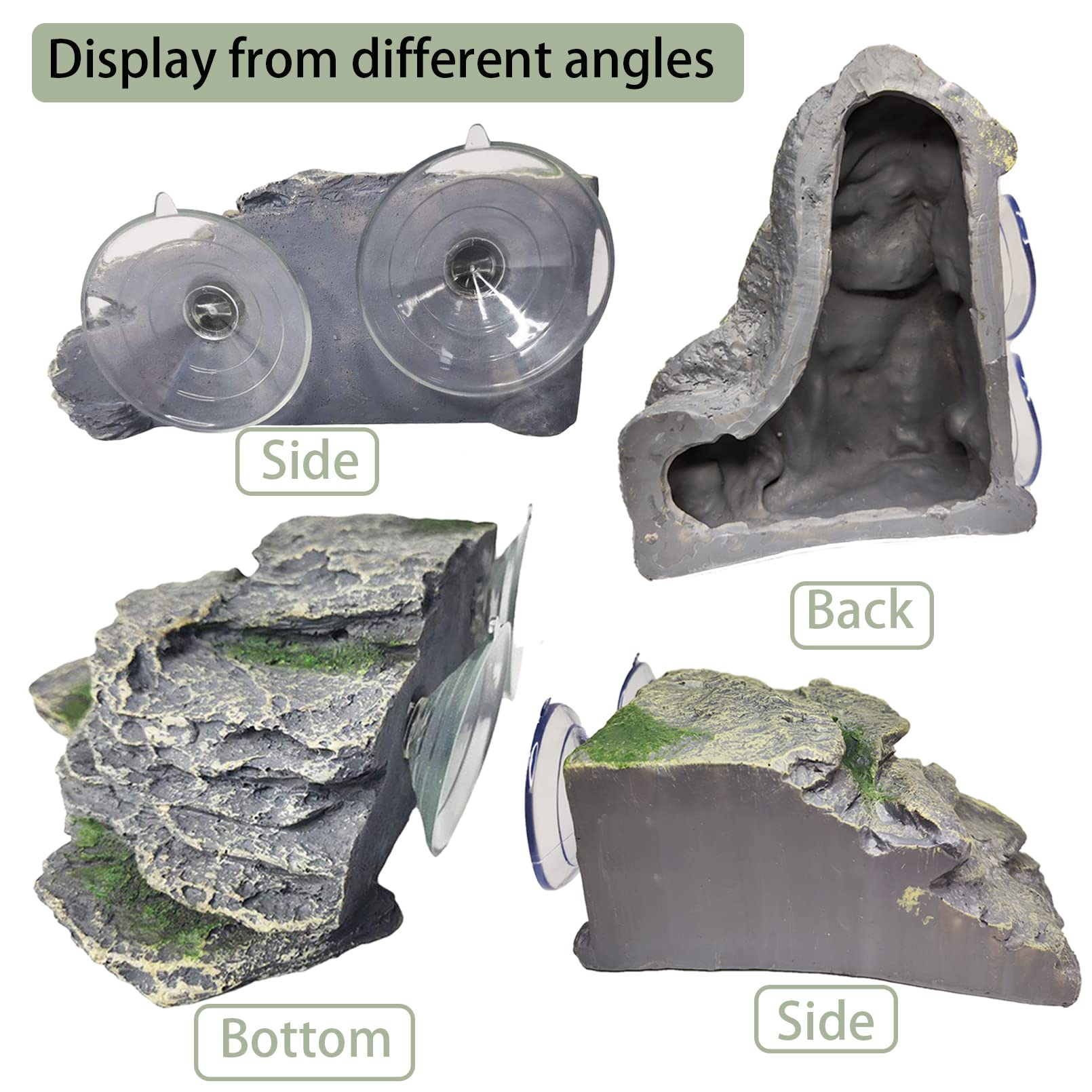 kathson Turtle Basking Platform Tortoise Climbing Ramp Shale Reptiles Dock Resting Terrace Stone Aquarium Ornament Rock Landscaping Decoration for Frogs Newts (Large Size:7.1Lx6.3Wx2.7H) - Image 3