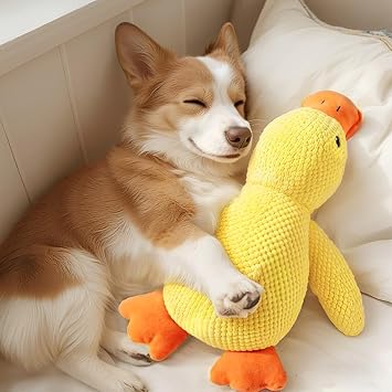 GSrenyu Yellow Duck Dog Toys Squeaky Dog Plush Toy, Anti-Stress Calming Duck Interactive Squeaky Toy For Dogs, Puppy -30cm