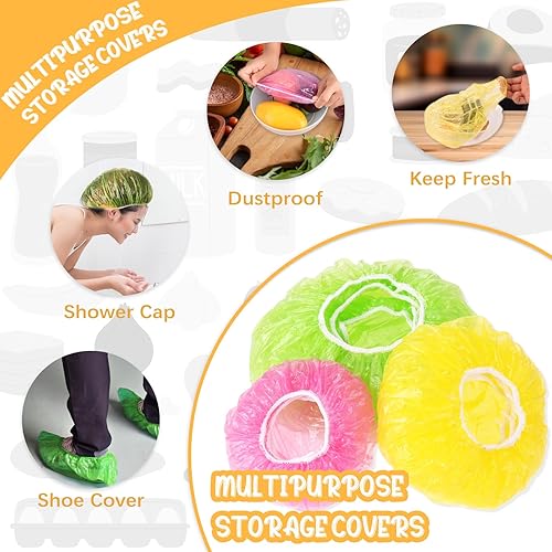 Miniatura 4 de Fundas de almacenamiento de alimentos, 60 unidades, colorido, reutilizable, sellado, elástico, plato, tazón, cubierta de preservación a granel,