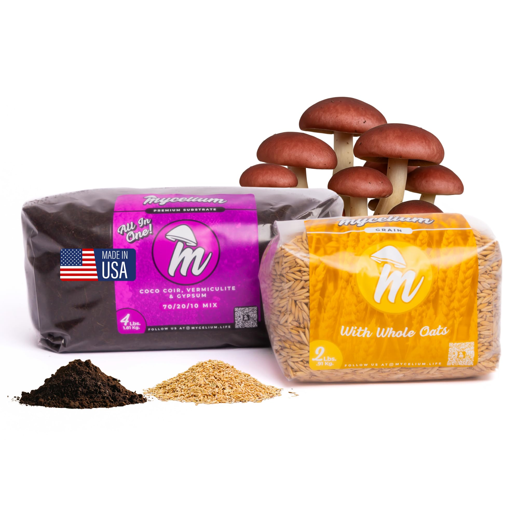 Dung-Loving Mushroom Monotub Bundle - 4LB CVG & 2LB Whole Oats Grain | Expertly Prepared for Peak Mycelium Growth | Nutrient-Dense for Home Growers | Sterile Bags for Beginners & Pros