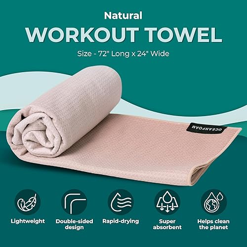 Miniatura 2 de Oceanfoam Toalla de playa ligera, absorbente, de secado rápido, resistente a la arena, antideslizante, ideal para entrenamientos, yoga, pilates,