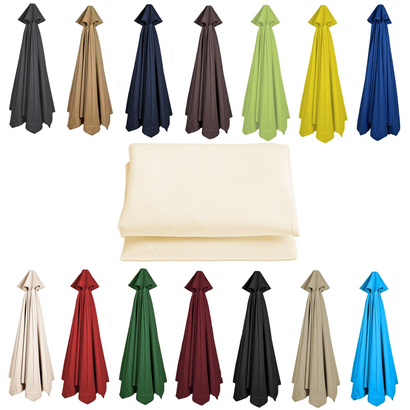 CMJYMX 200CM 2.7M 300CM Umbrella Replacement Parasol Canopy, UV50+, Waterproof, 6/8 Ribs Sun Umbrella Replacement Cloth Garden Canopy Cover Replacement Cover(Color:White,Size:6 ribs-2.7m(8.8ft))