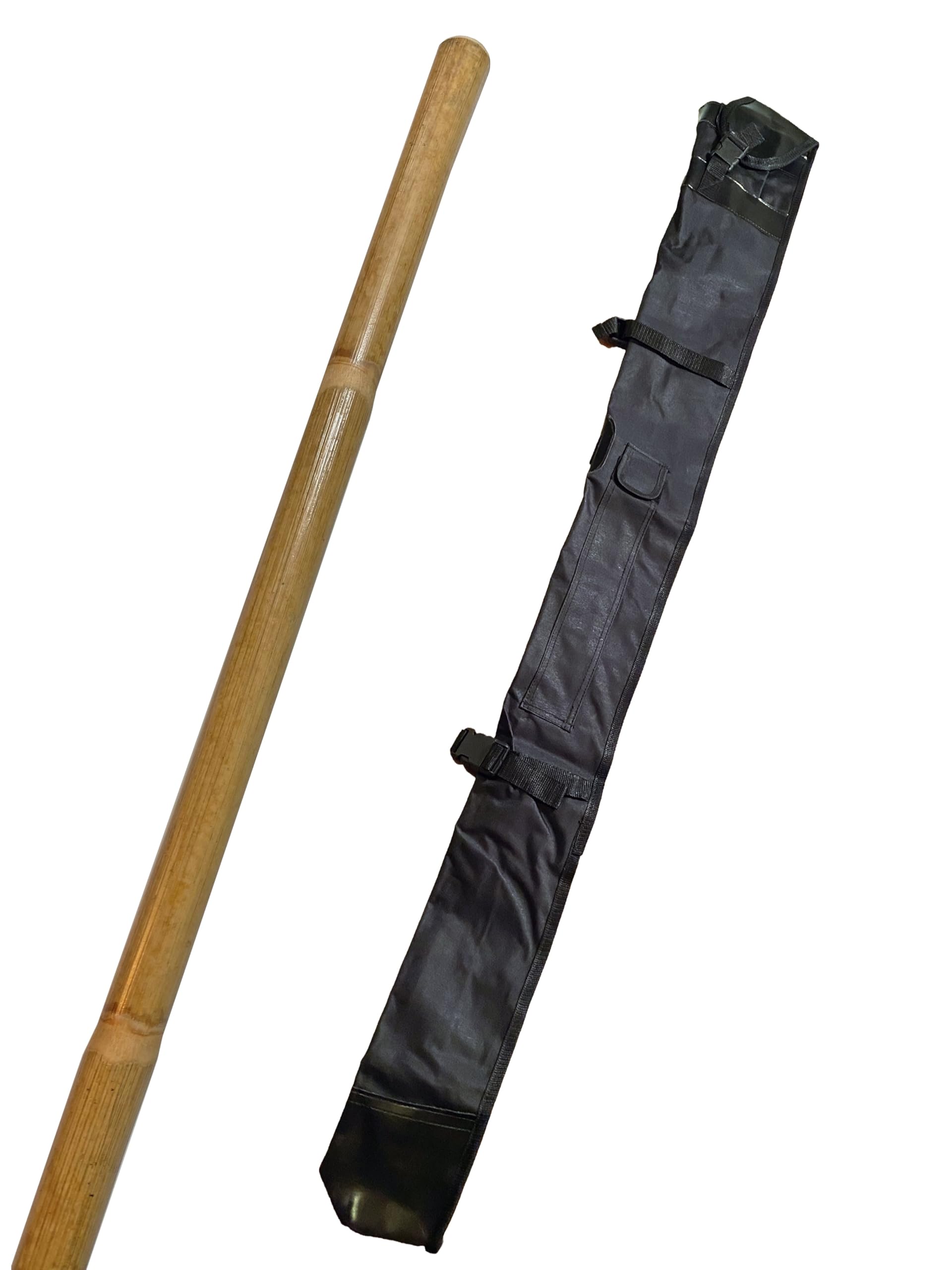 Set BO Bâton en rotin non pelé avec sac à armes - 182 cm - Bâton long en bois - Avec coque extérieure - Kobudo, Aikido, arts martiaux, BO Jutsu, Bujinkan