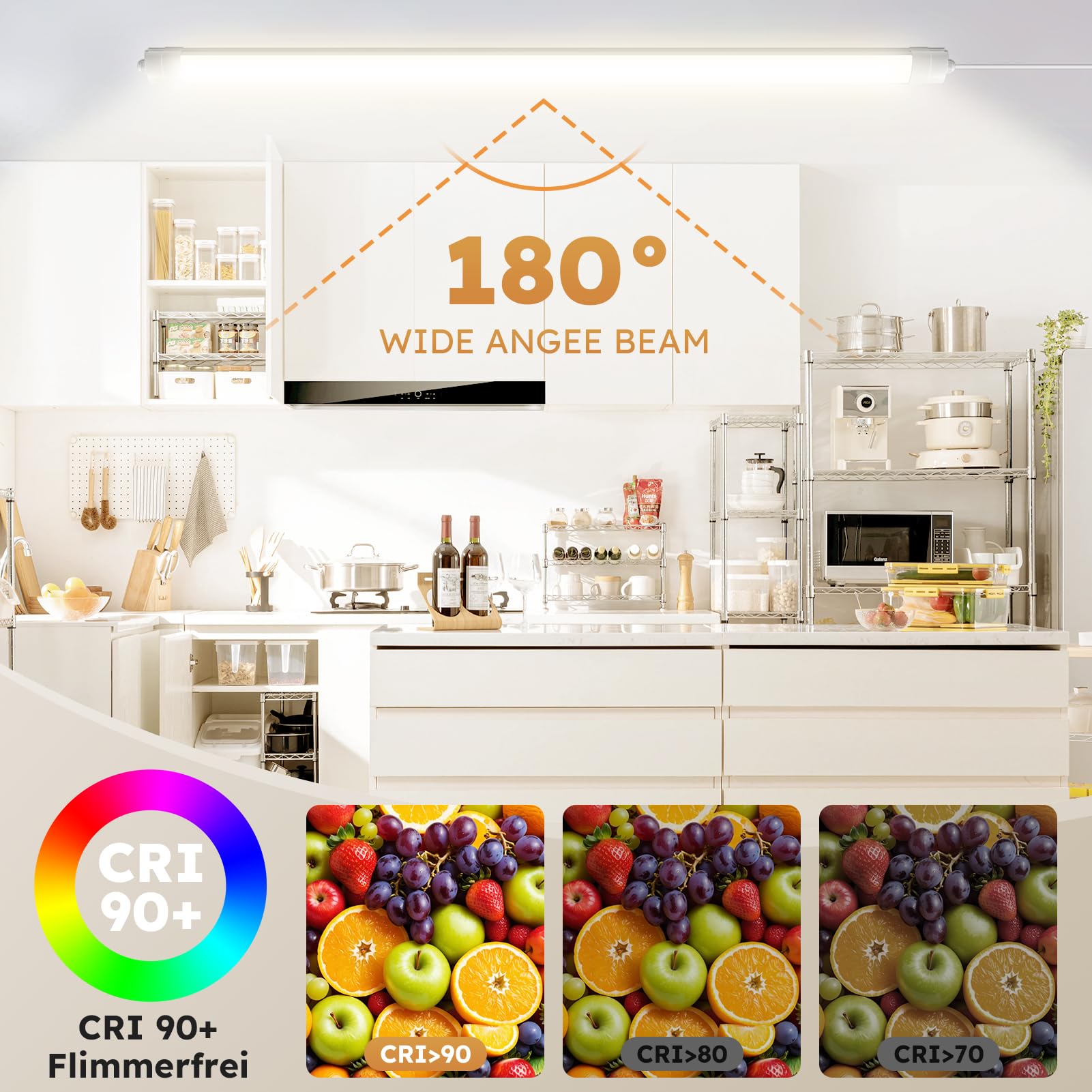 papasbox 2 Stück LED Leuchtstoffröhre 120cm Feuchtraumleuchte Röhre 40W LED Deckenleuchte Lampe | IP65 Wasserdicht 4500K Neutralweiß Leuchtstofflampe für Keller Werkstatt Küche