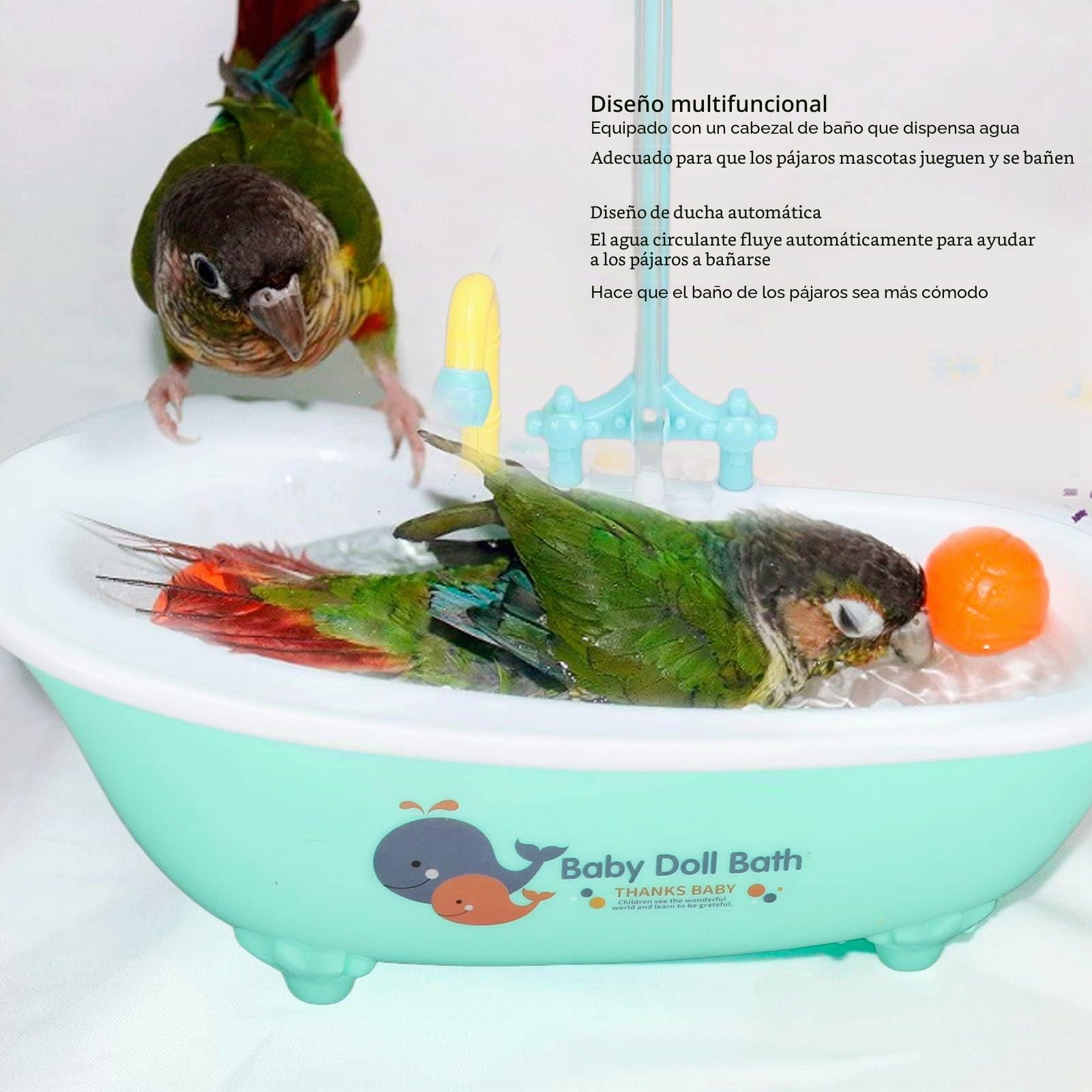 HEEPDD Bañera para Loros y Pájaros, Bañera Automática, Caja de Ducha Multifuncional, Bañera con Grifo para Pájaros