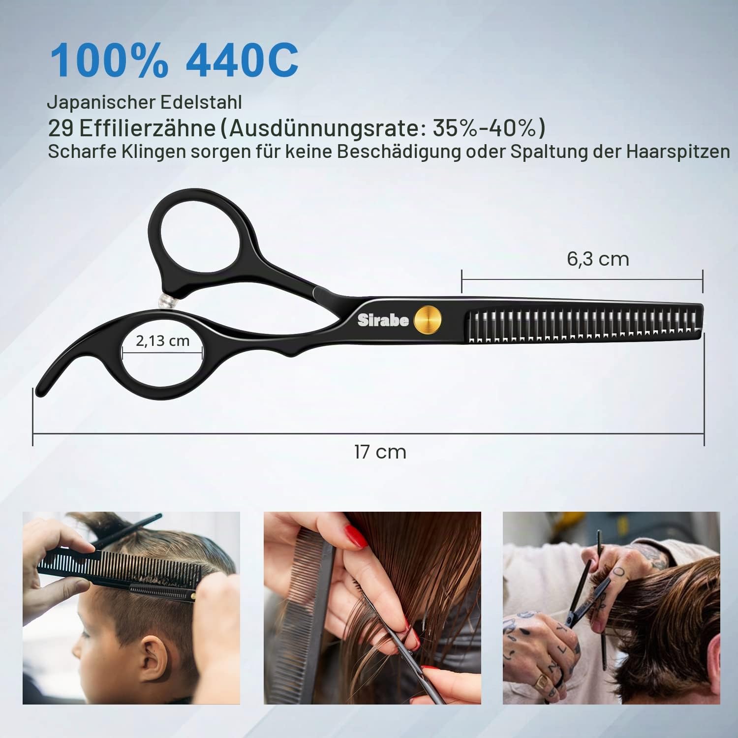 9-teiliges Haarscheren-Set, professionelles Haarschneidescheren-Set mit Schere, Effilierschere, Kamm, Umhang, Clips, schwarzes Friseurscheren-Set für Friseursalon, Zuhause