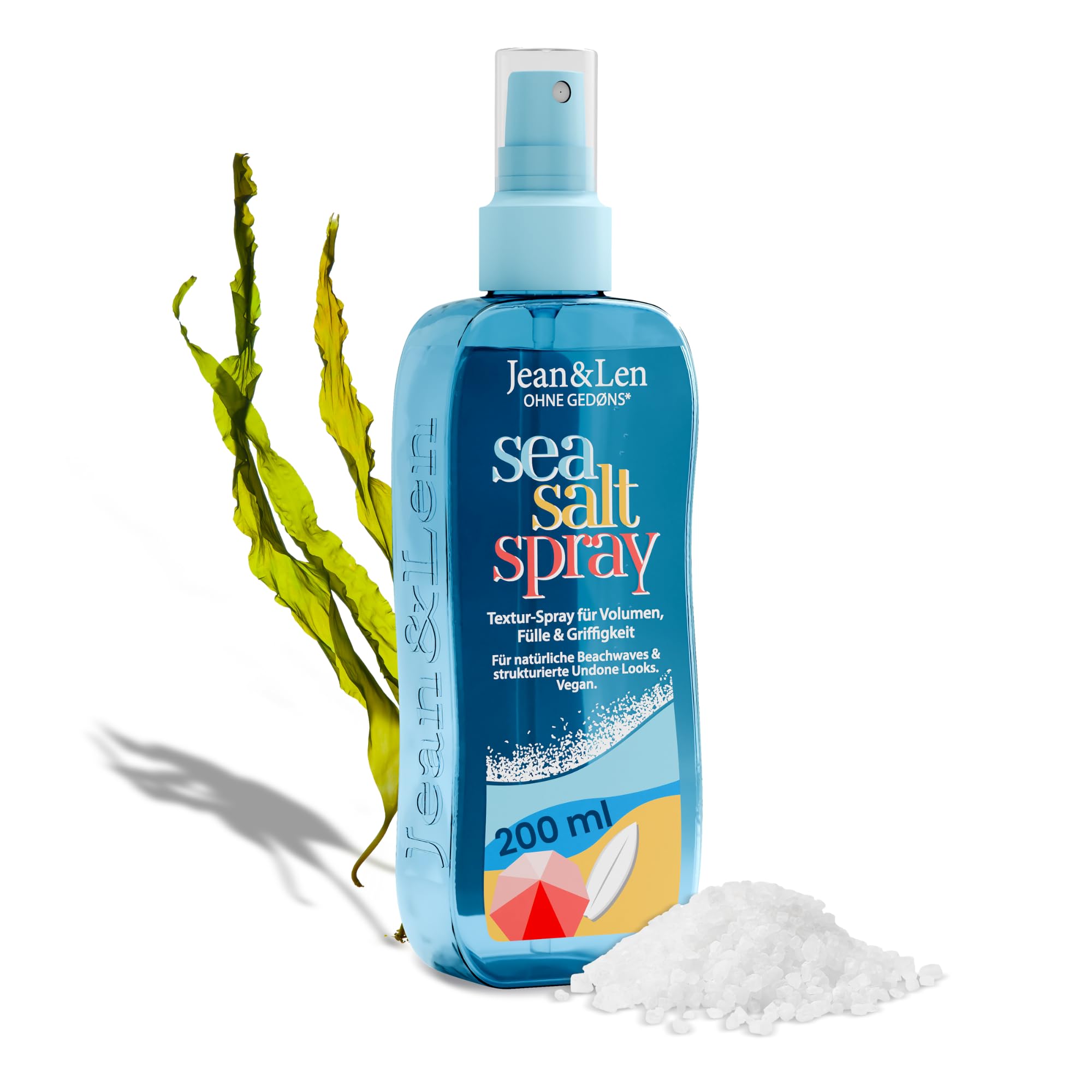 Jean & Len Sea Salt Spray für Volumen, Fülle & Griffigkeit, mit Meersalz & Algen-Extrakt, für Beachwaves & Undone Looks, ohne Silikone & Parabene, vegan, 200 ml