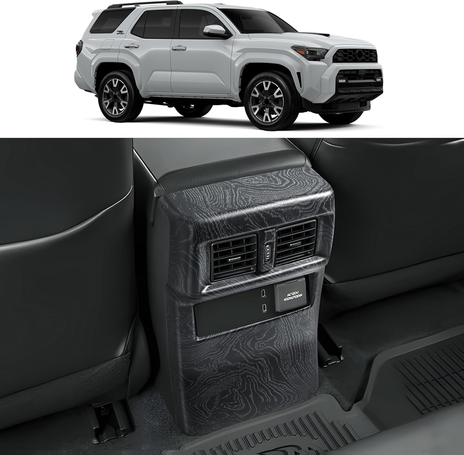 Armrest Box Rear Air Outlet Anti-Kick Suitable for 2024 2025 2026 Toyota 4Runner Rear Air Conditioning Protective Cover Interior Upgrade and Modification Accessories (Wood Grain)
