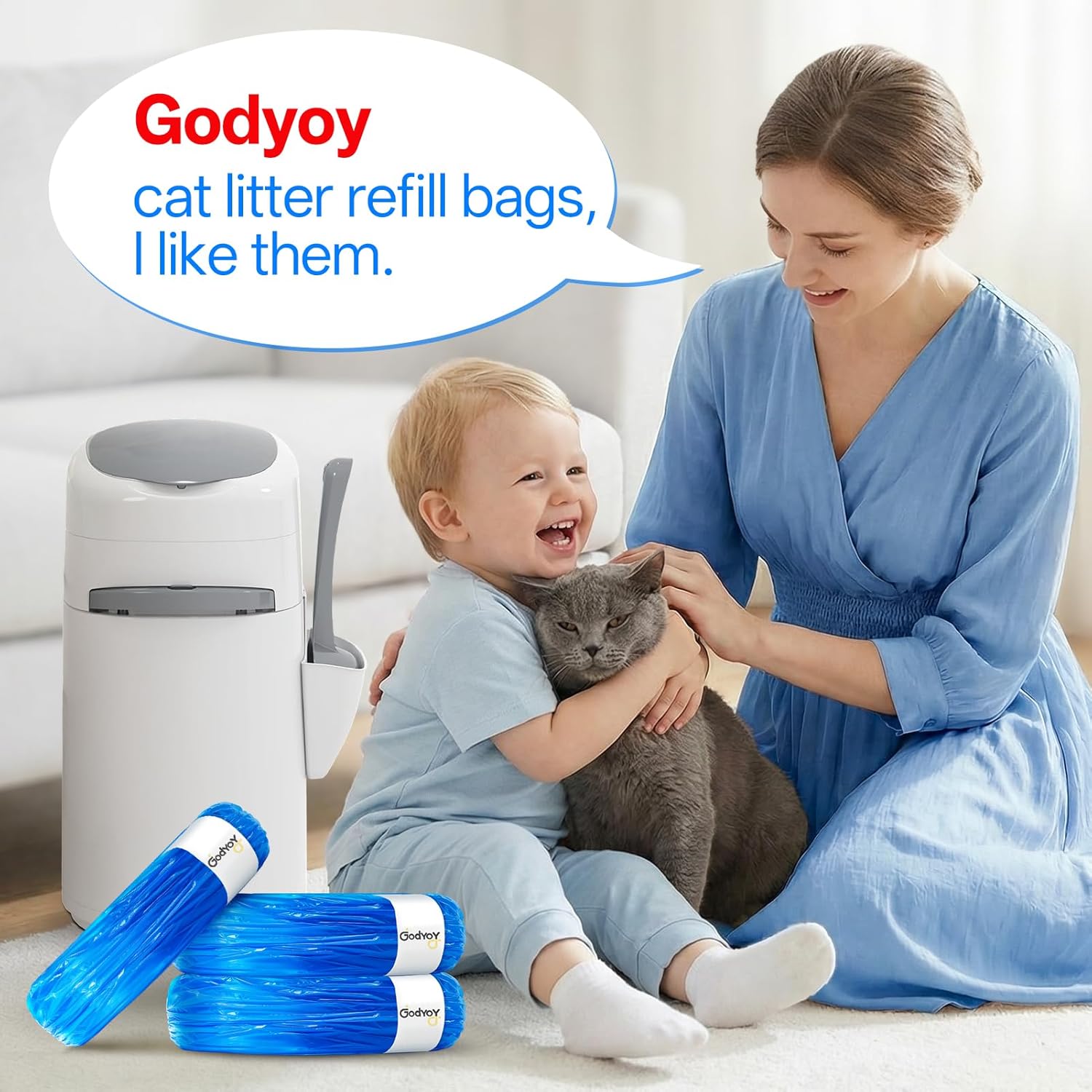 10Pack Cat Litter Refill Bags Compatible with Litter Genie XL+/Plus/Standard/Style/Desgin Pail, Litter Bags with 7-Layer Odor Control Technology, 23 Months Supply (Cartridge NOT Included)