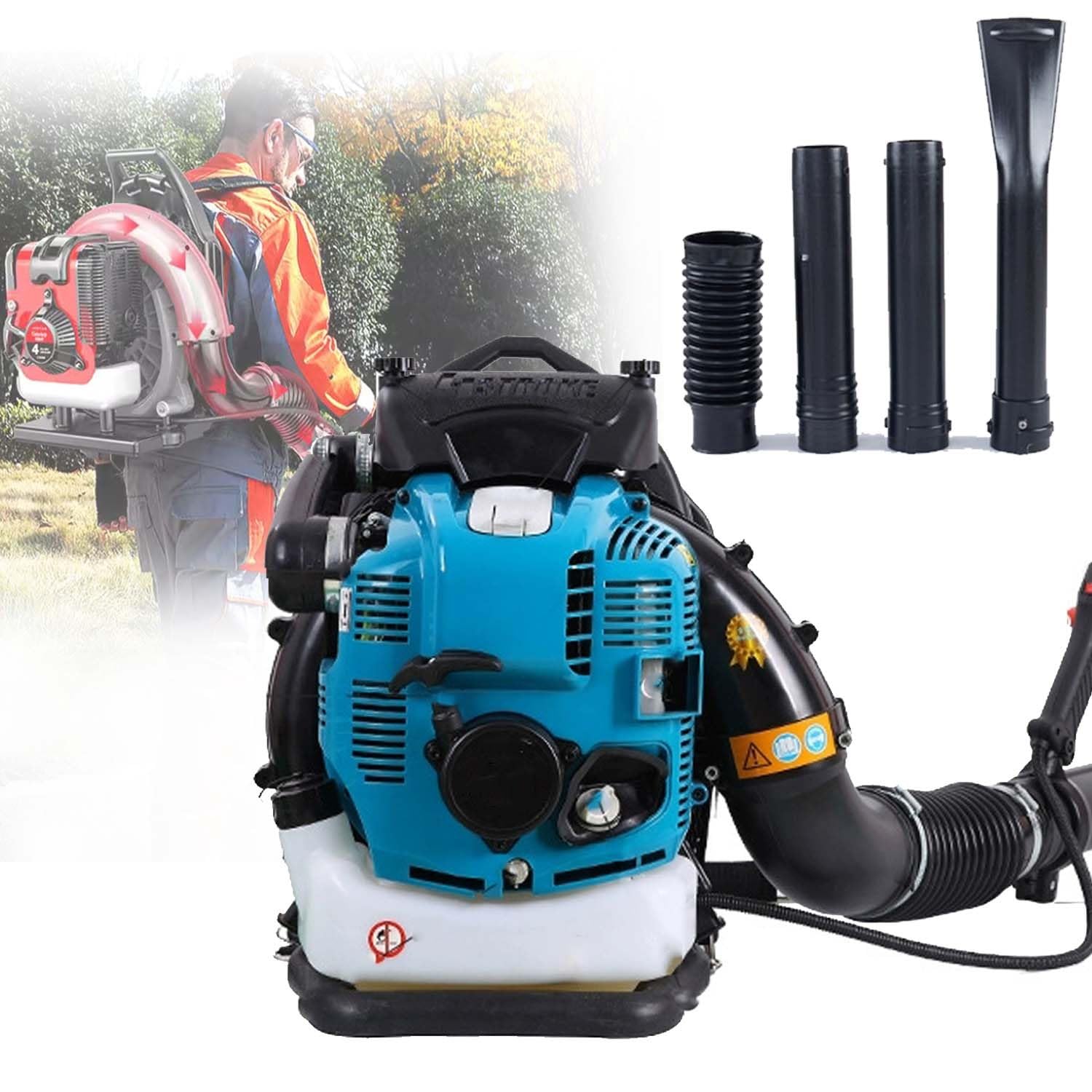 Soplador De Mochila Multifuncional para Las Cuatro Estaciones, para Hojas Y Nieve, Motor De 100 CC De Alto Flujo De Aire, Soplado De Aire A Alta Velocidad(Blue)
