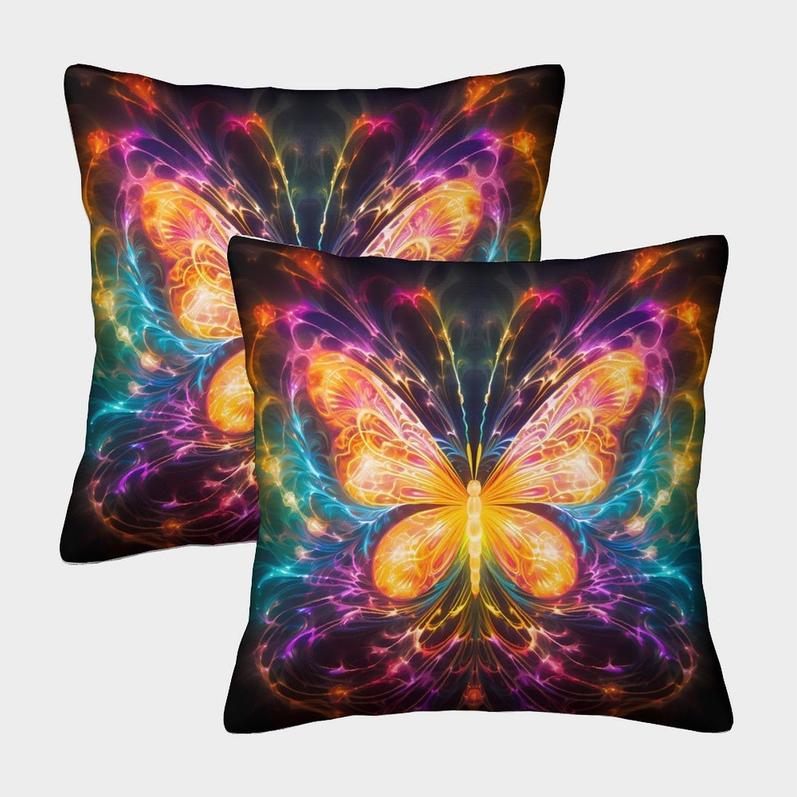 QFVANSIYO 3D Printed Fantasy Butterfly Pillowcase Microfiber Bedroom Decor Butterfly Pillow Cover Soft Breathable for All Ages Home 50x50cm