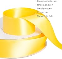 Vista 4 de Cinta amarilla de maíz, cinta de satén de poliéster de doble cara de color sólido, 1 1/2 pulgadas de ancho, 100 yardas de largo, perfecta