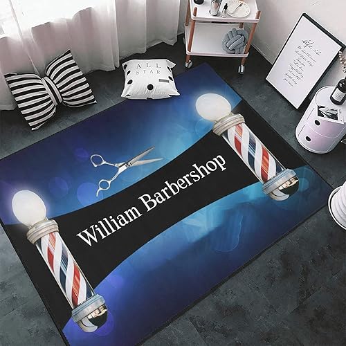 Alfombra de barbería para suelo, alfombra personalizada con nombre, texto, antideslizante, tapete de yoga para dormitorio, sala de estar, 4 x 5.2