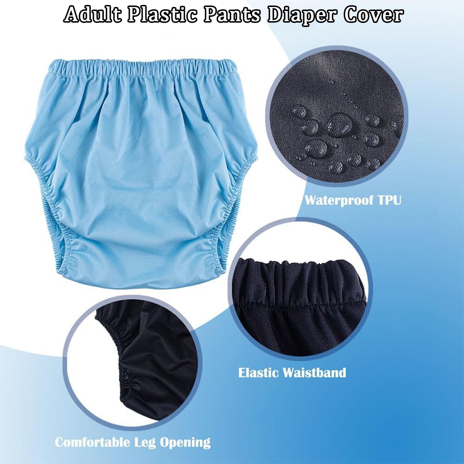 Lot de 3 Culottes en Plastique pour Incontinence Pantalons en Plastique Imperméables et Lavables Couvre-Sous-Vêtements Anti-Fuites étanches pour Adulte(Purple+Gray+White,X-Large)