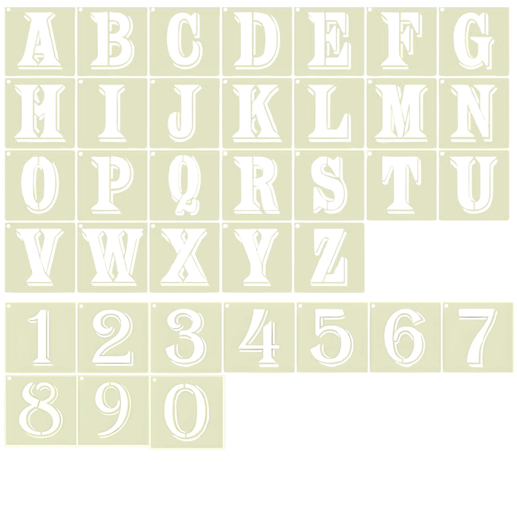 Amazon.co.jp: ステンシル シート アルファベット文字 数字 1-9 A-Z 再