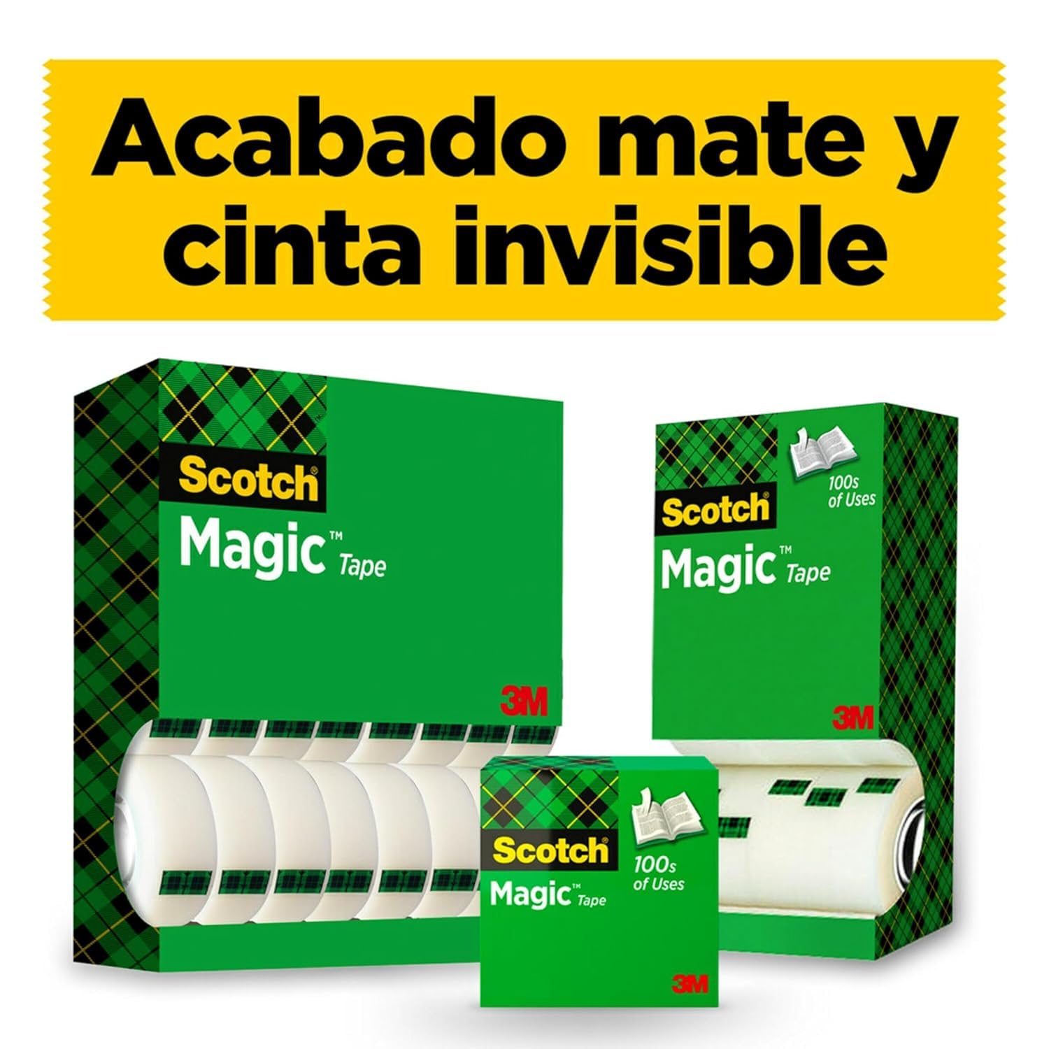 Scotch Magic Dispensador de cinta adhesiva portarrollos sobremesa 3 rollos transparente 19 mm x 33 m base antideslizante negro