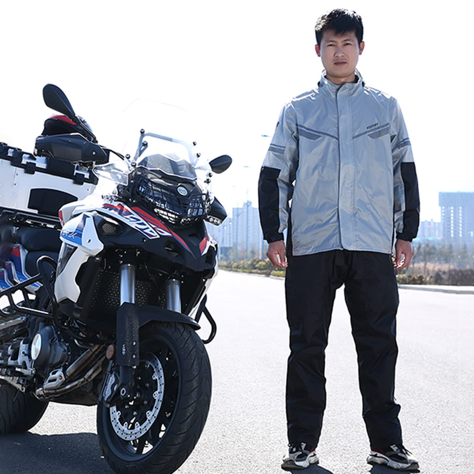 Chaqueta de Lluvia Impermeable para Hombres Ciclismo (Chaqueta de Engranajes de Lluvia y Traje de pantalón liviano Higeaway Higeway Trawearway, para al Aire Libre Ciclismo, Deportes - Gris