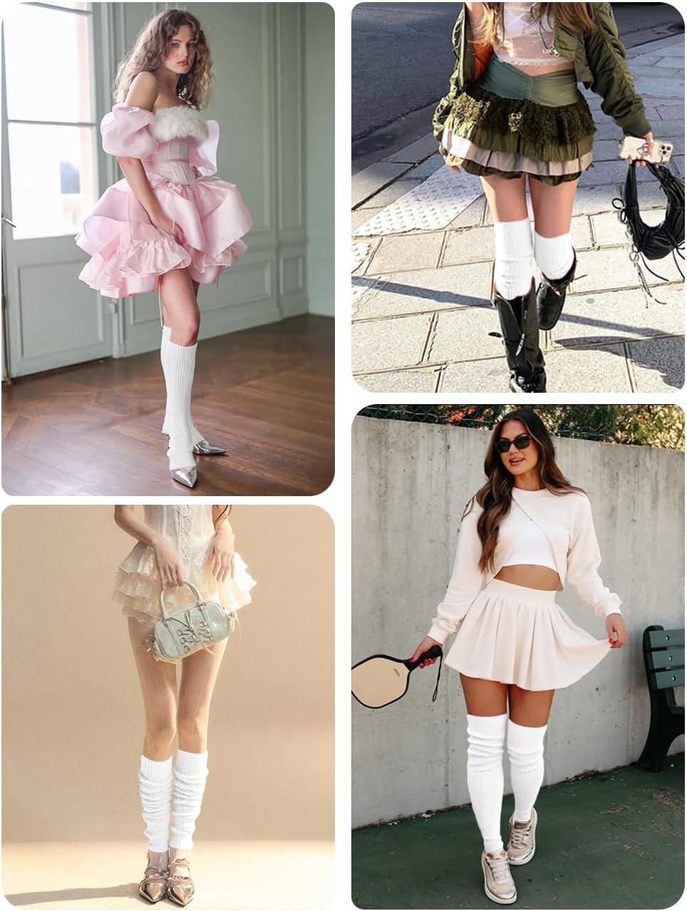 v28 Long Leg Warmer, Women’s Men 80s Party Ribbed Knit Dance Sports - Image 4