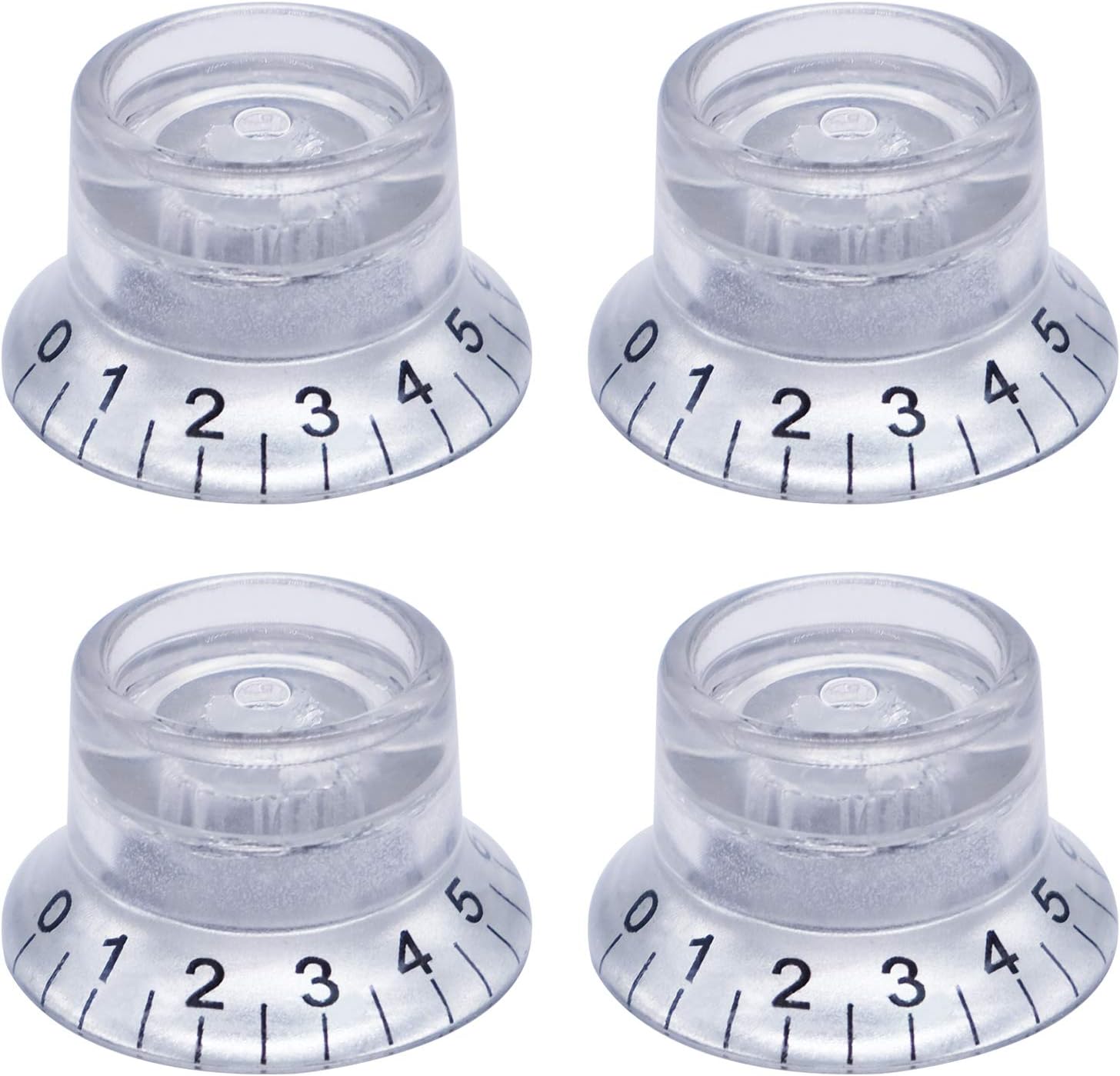 mxuteuk 4pcs Bell Knobs Silver w/Black Custom Electric Guitar Bass Top Hat Knobs Speed Volume Tone AMP Effect Pedal Control Knobs KNOB-S31